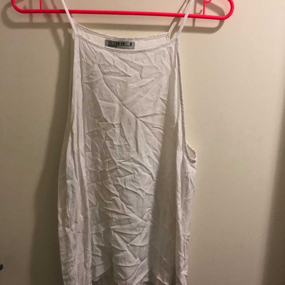 White high neck halter tank
